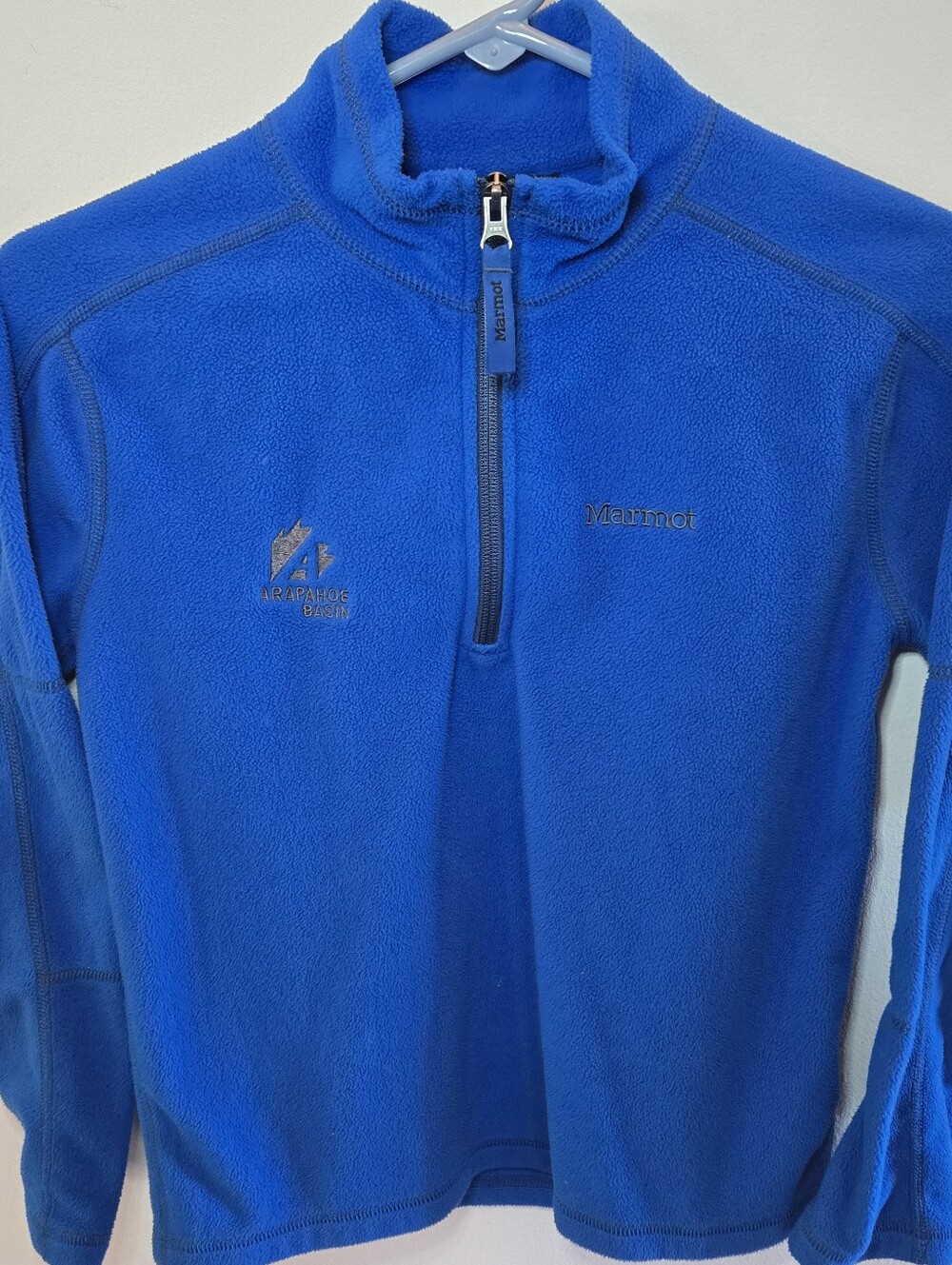 Marmot Youth Large Royal Blue Fleece Pullover 1/4 Zip Mock Neck ABasin Logo